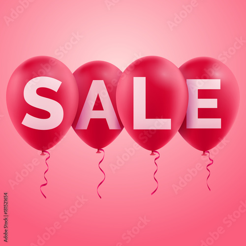 Sale banner with balloons. 