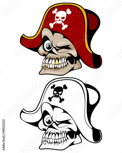Pirate skull in hat