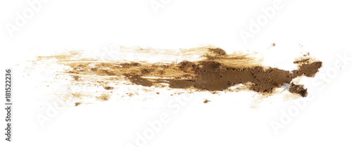 Fotografie drops of mud sprayed isolated on white background, with clipping path