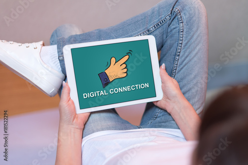 Digital connection concept on a tablet