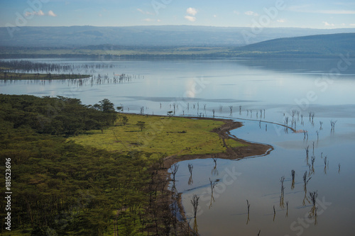 Scenic view to lake Nakuru from view point on hill