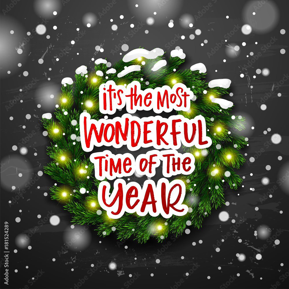 Fototapeta premium Christmas greeting card. Xmas vector background. Hand drawn calligraphy. concept handwritten 