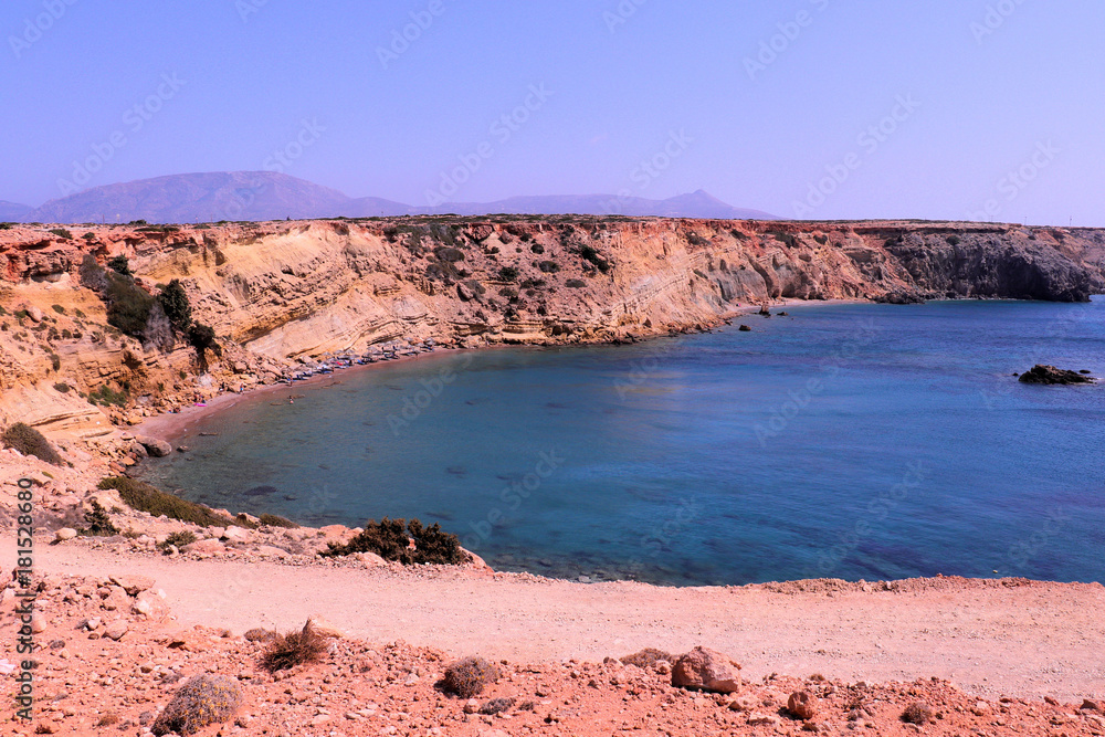 karpathos Agios Theodoros beach and coastline with some people