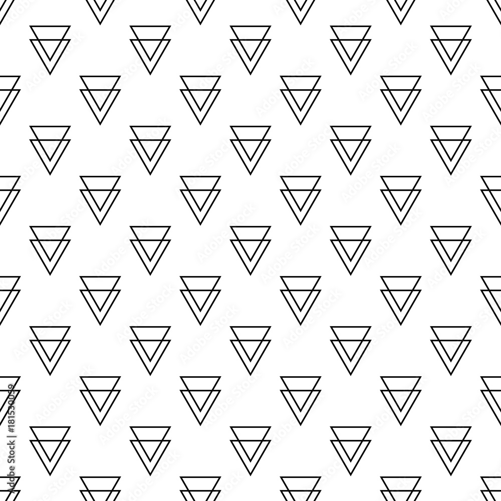 Abstract vector seamless pattern with triangles on white background. Flat illustration of pyramids. Color image with geometric figures. Hipster filing. Beautiful composition. Cute print. Abstract vector seamless pattern with triangles on white background. Flat illustration of pyramids. Color image with geometric figures. Hipster filing. Beautiful composition. Cute print.