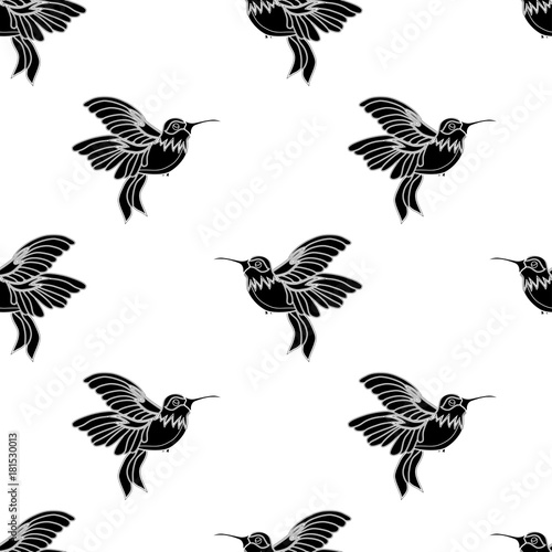 Abstract seamless hummingbird pattern for girls or boys. Creative vector background with hummingbird  birds. Funny wallpaper for textile and fabric. Fashion birds style. Monochrome birds  gull picture