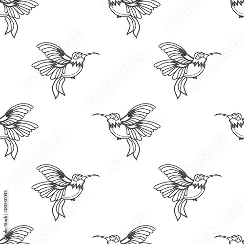 Abstract seamless hummingbird pattern for girls or boys. Creative vector background with hummingbird  birds. Funny wallpaper for textile and fabric. Fashion birds style. Monochrome birds  gull picture