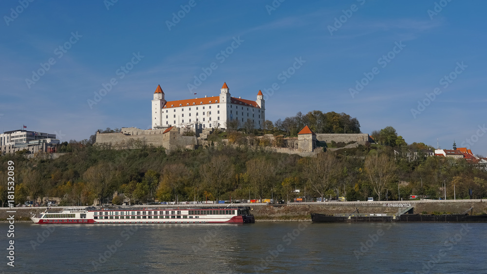 Stary Hrad - ancient castle in Bratislava. Bratislava is occupying both banks of the River Danube and River Morava.