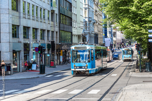 Modern tram in Oslo, Norway