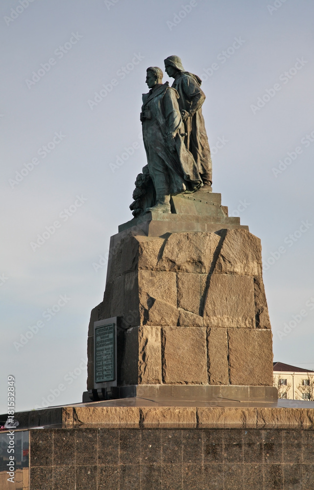 Monument to dead fishermen at Lazar Serebryakov embankment in Novorossiysk. Krasnodar region. Russia