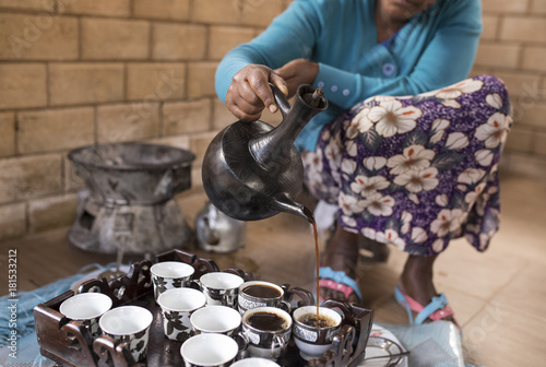 Ethiopian coffee ceremony. photo