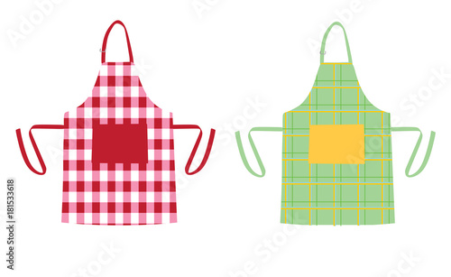 Two aprons with kitchen patterns