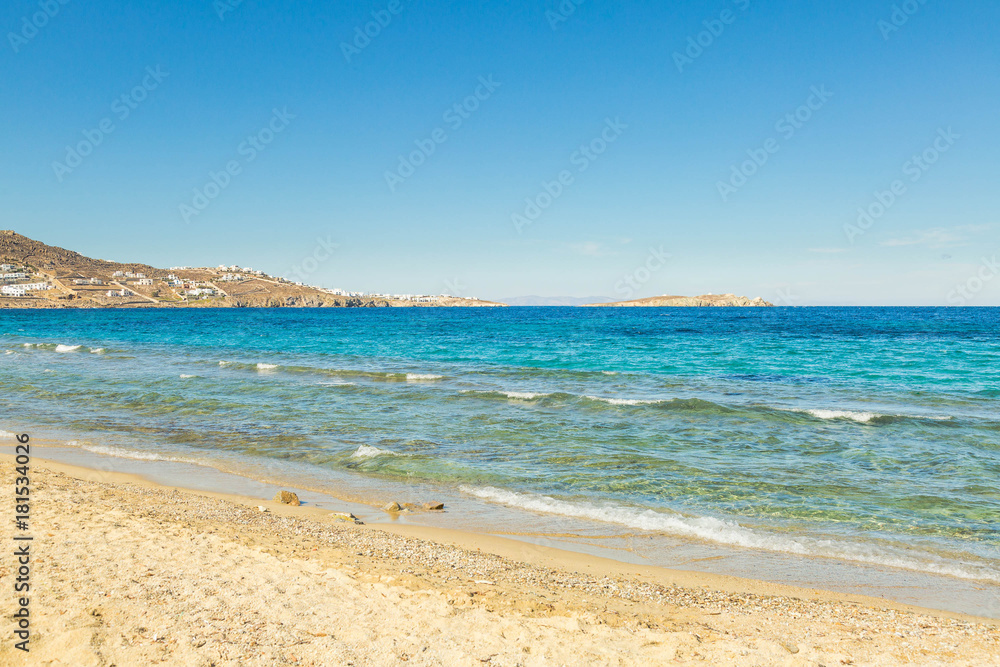 Sandy beach on Mykonos island
