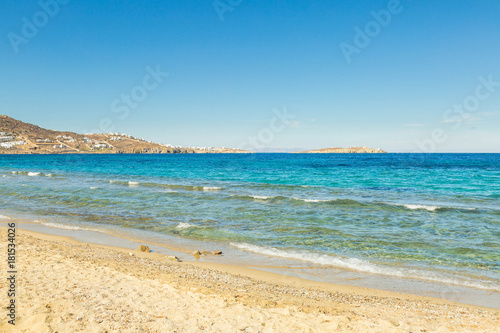 Sandy beach on Mykonos island