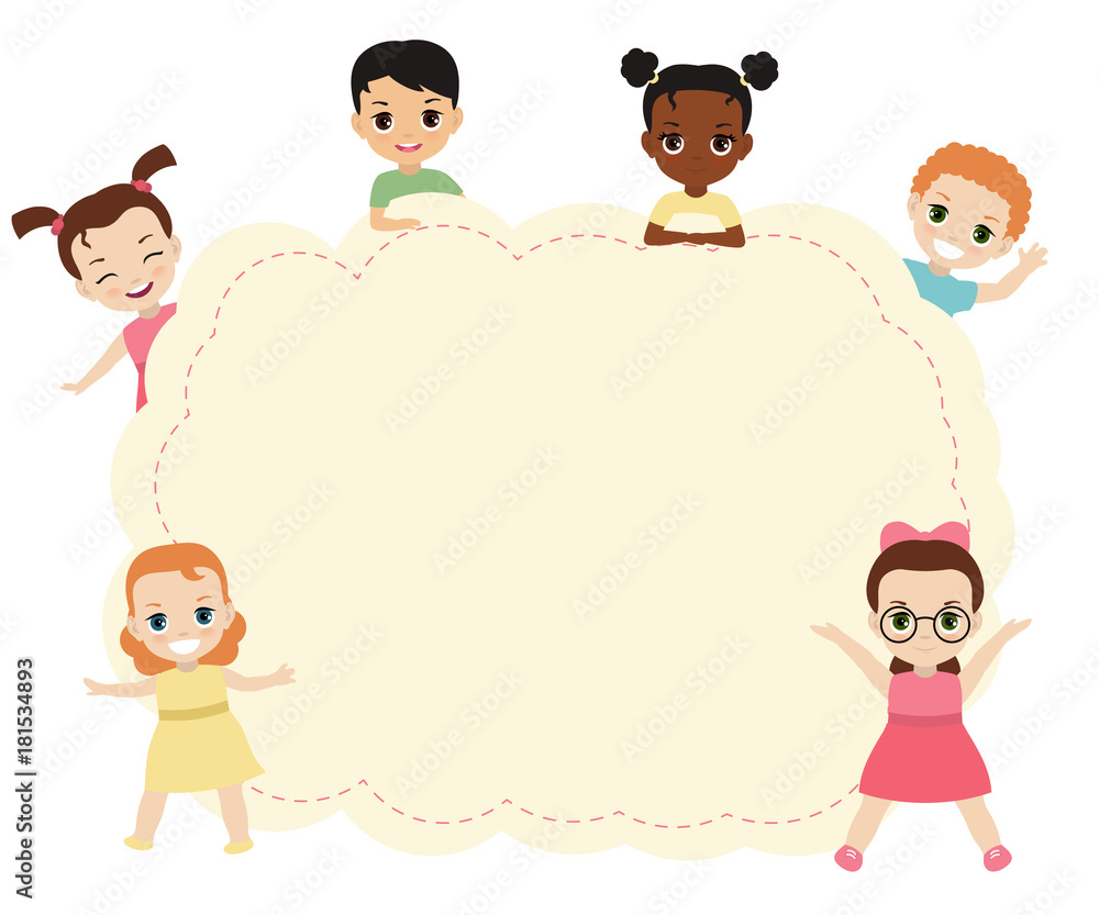 Naklejka premium Group of happy children