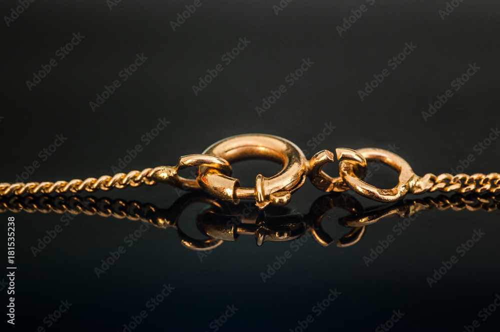 custom made wallpaper toronto digitalGold necklace chain clasp or closure closed on reflecting glass table