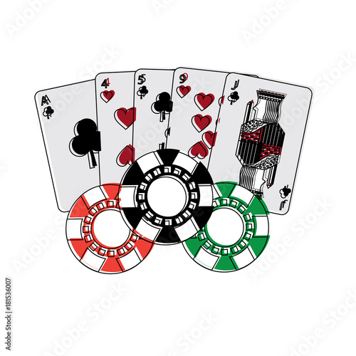 casino poker card money and stak chips vector illustration