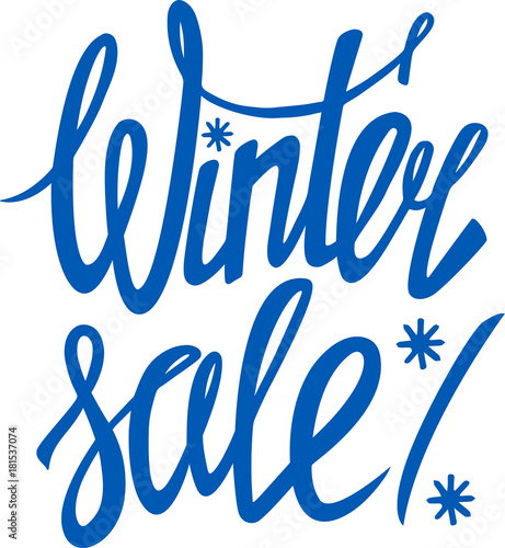 Winter sale. Colorful vector illustration. Hand drawn lettering. Christmas holidays.