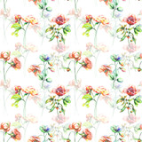Seamless pattern with Garden flowers