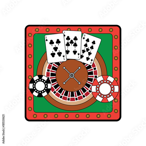 roulette table with cards and chips  casino related icons image vector illustration design 