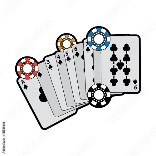 cards with chips casino related icons image vector illustration design 