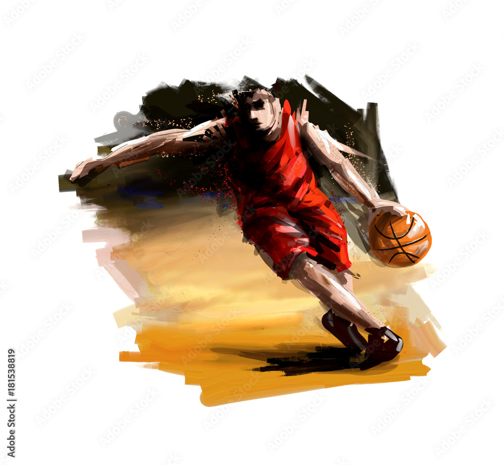 Fototapeta premium Digital painting of a basketball player