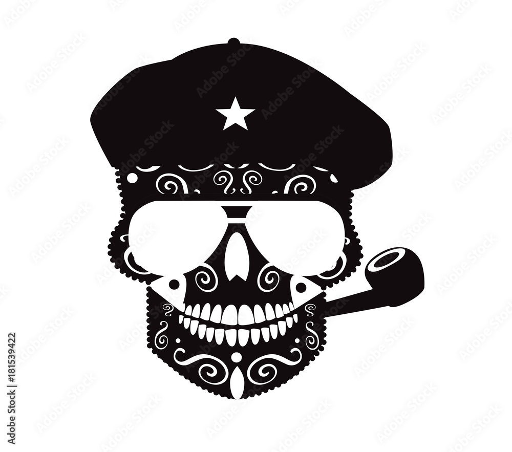 Che Guevara skull vector illustration Stock Vector | Adobe Stock