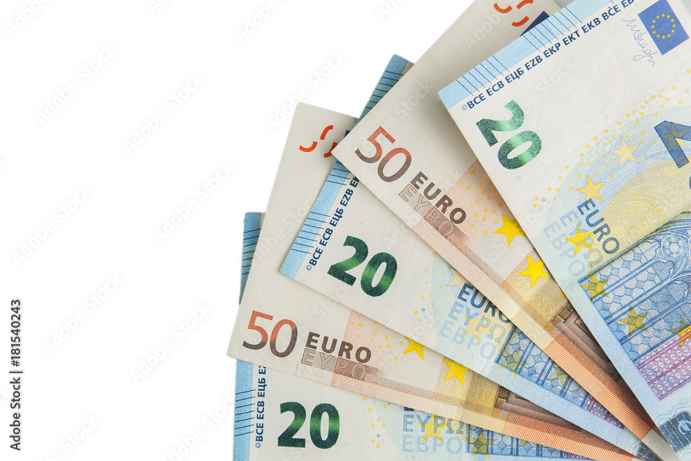 Euro banknotes fan isolated on white background Euro banknotes fan isolated on white background