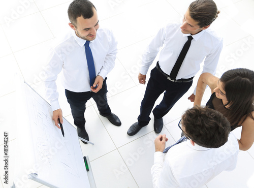background image of a business team discussing new ideas.