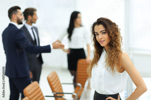business woman on the background of business team