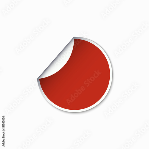 Vector modern red circle sticker with shadow