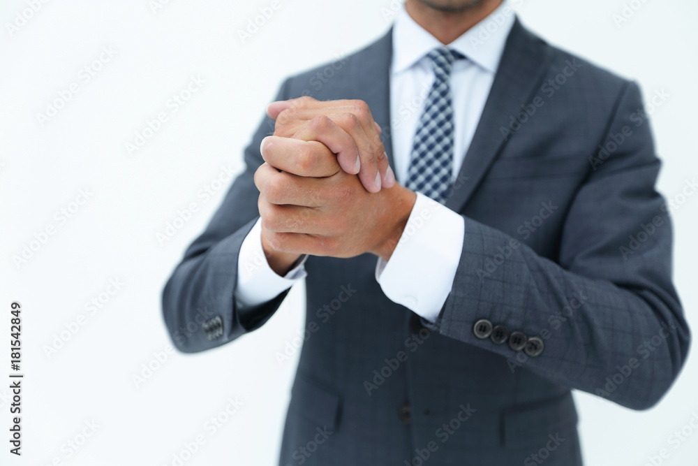 Close up on male clenched hands. Close up on male clenched hands.