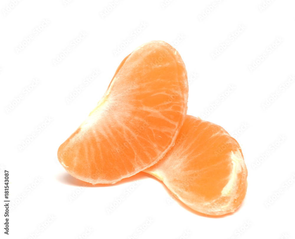 tangerine or mandarin fruit two slices tangerine or mandarin fruit two slices