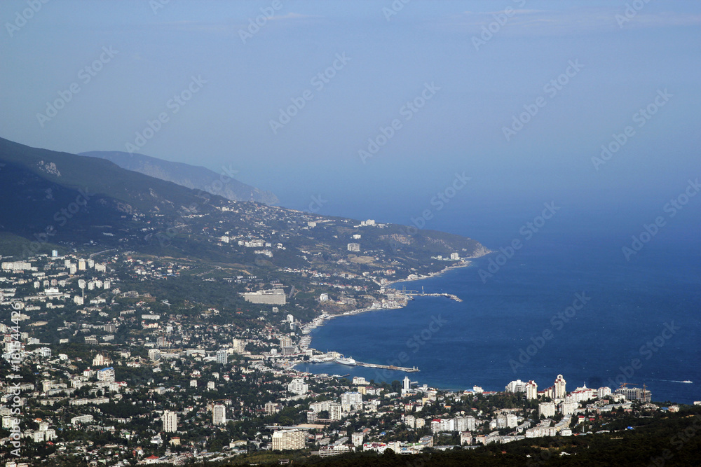 View on Yalta and the black sea coast from the mountain AI-Petri