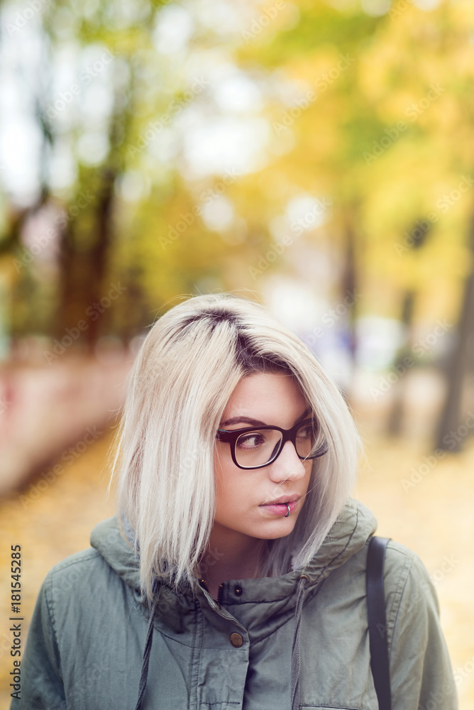 Beautiful young hipster woman with glasses Beautiful young hipster woman with glasses