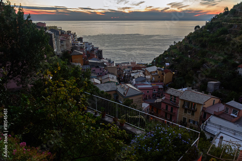 nightfall in Manarola, Chinque Terre, Italy