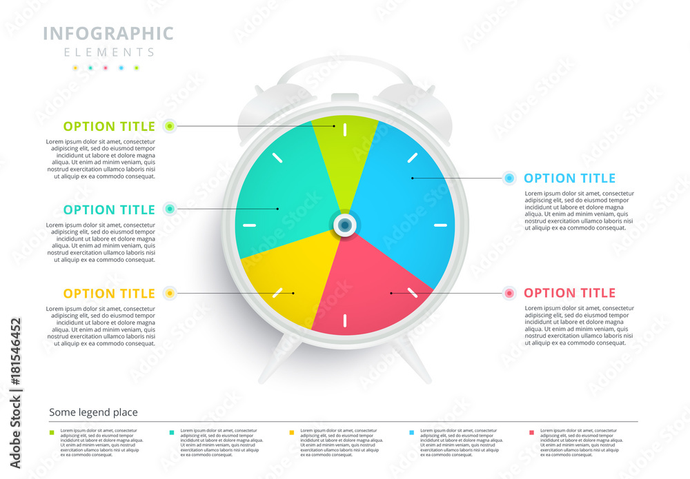 Modelo de Colorful Pie Chart Clock Infographic do Stock | Adobe Stock