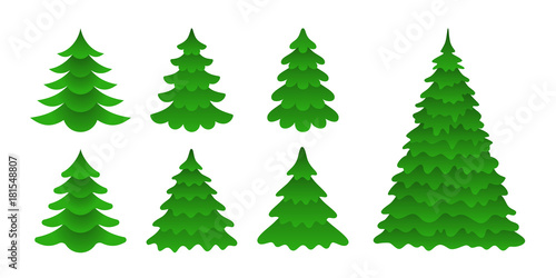 Set of Christmas trees in a flat style