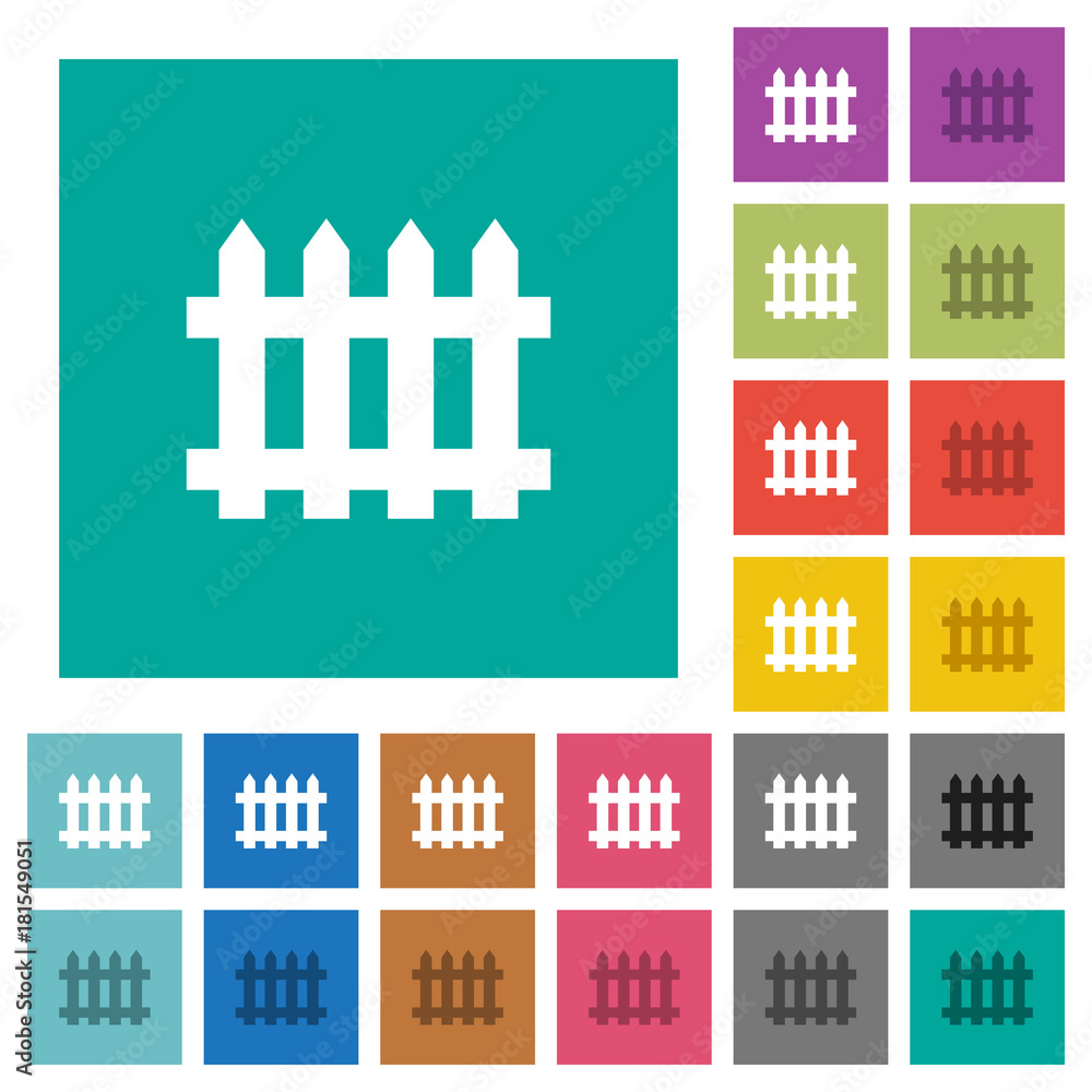 Obraz premium Fence square flat multi colored icons