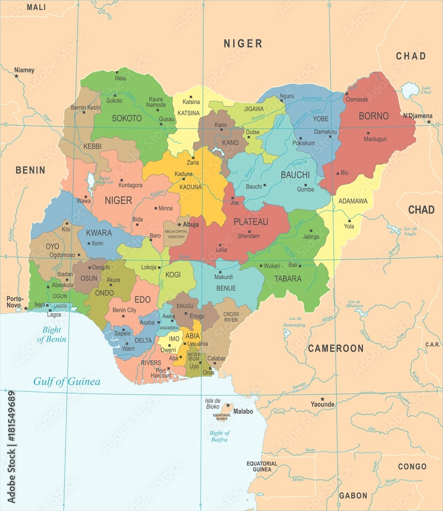 Nigeria Map - Detailed Vector Illustration