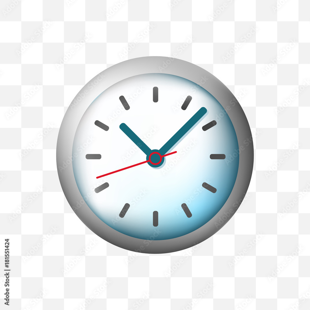 Cute Clock Icon on Transparent Background . Isolated Vector