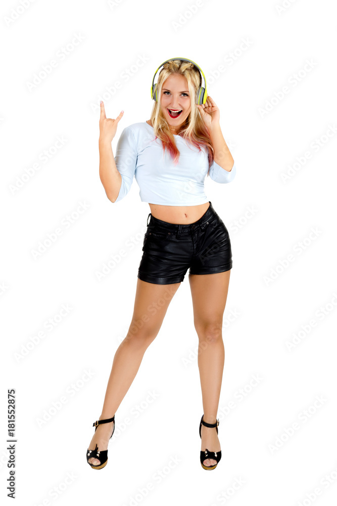 young smiling girl enjoys the music young smiling girl enjoys the music