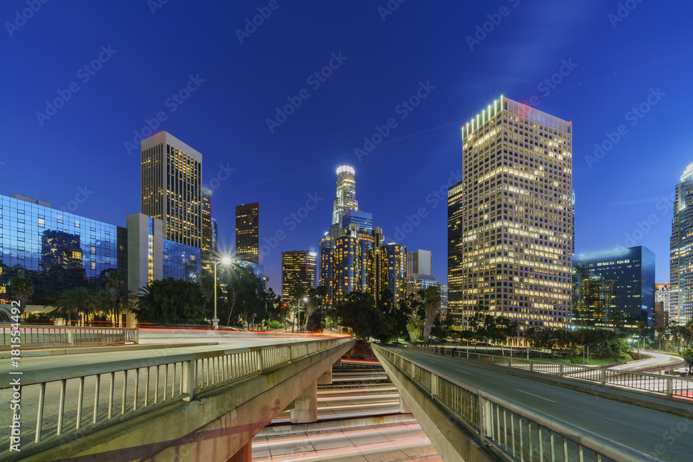 Classical nightscape of Los Angeles downtown