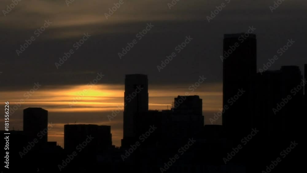 Silhouetted skyscrapers in Los Angeles, sunset Silhouetted skyscrapers in Los Angeles, sunset