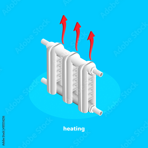 icon of a heating battery on a blue background, isometric style
