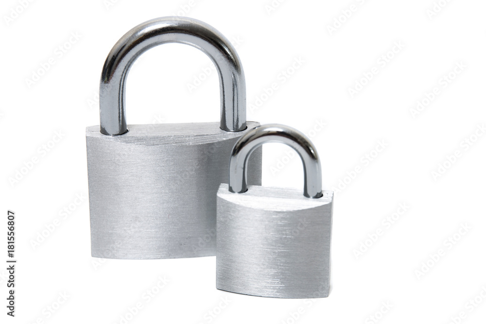 two padlocks on white background two padlocks on white background