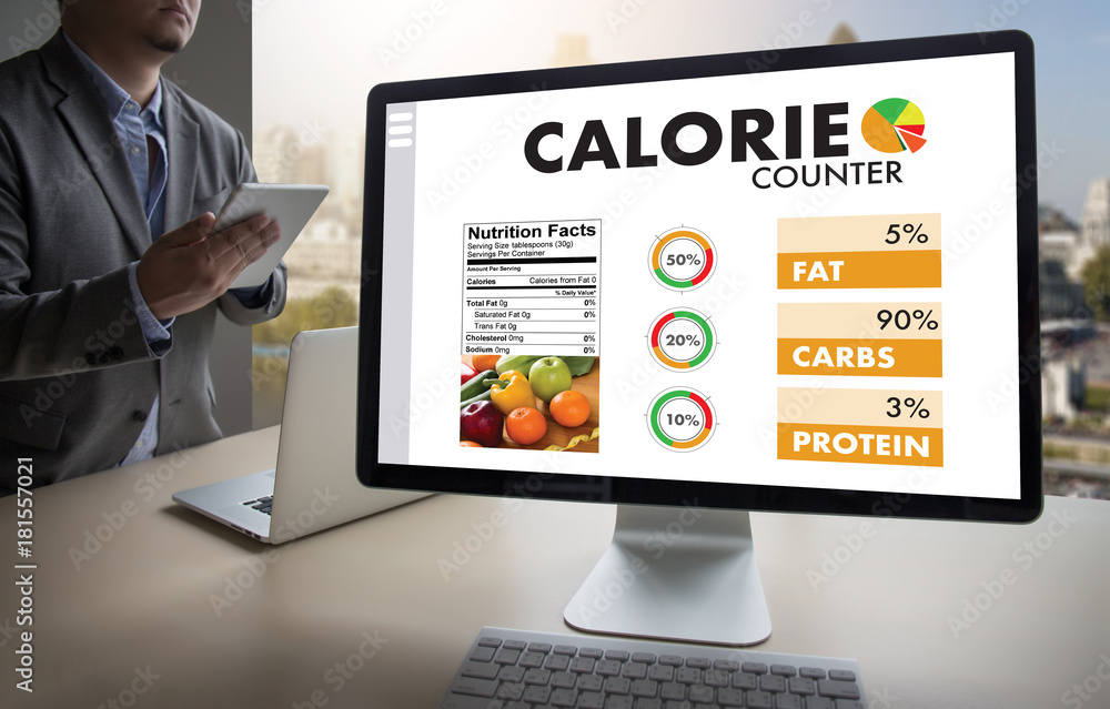 CALORIE counting counter application Medical eating healthy Diet concept CALORIE counting counter application Medical eating healthy Diet concept