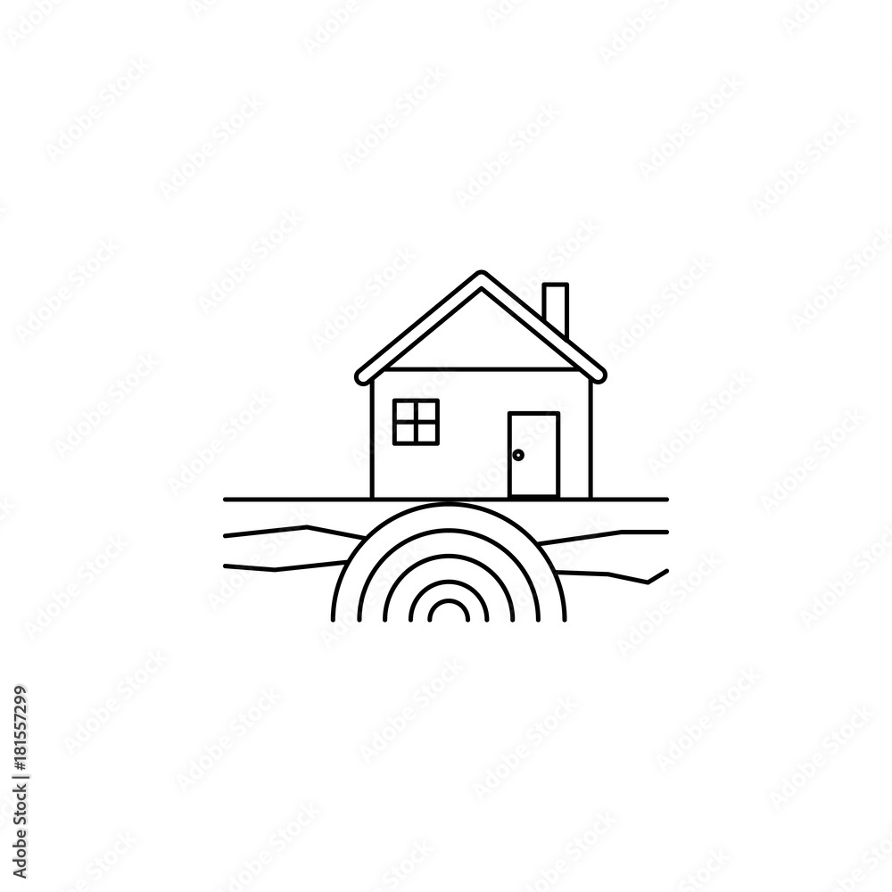Earthquake line icon. Insurance outline icon Earthquake line icon. Insurance outline icon