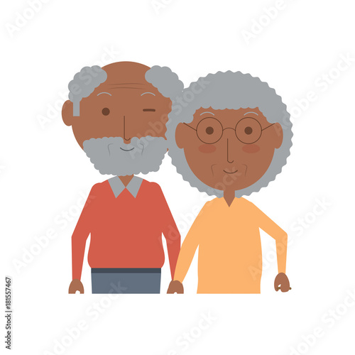 cartoon eldery couple icon over white background colorful design vector illustration