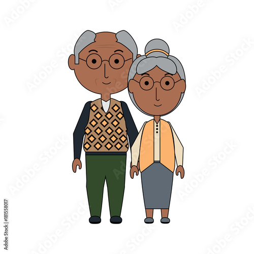 cartoon eldery couple icon over white background colorful design vector illustration