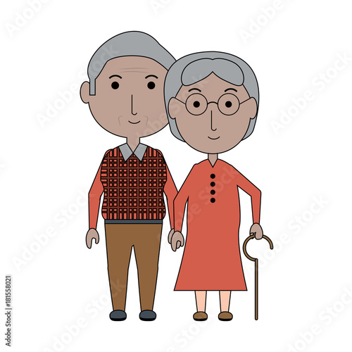 cartoon eldery couple icon over white background colorful design vector illustration